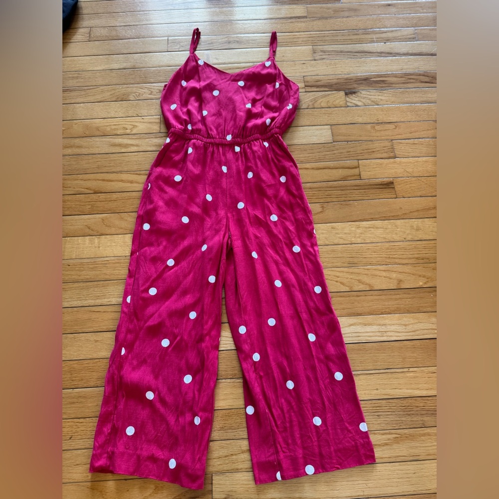Elegant Pink Polka Dot Jumpsuit Size XSP